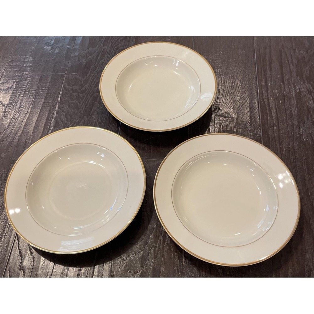 Royal Limited Golden Ivory Rimmed‎ Soup Bowl Bowls Gold Trim Japan 8" Set Of 3